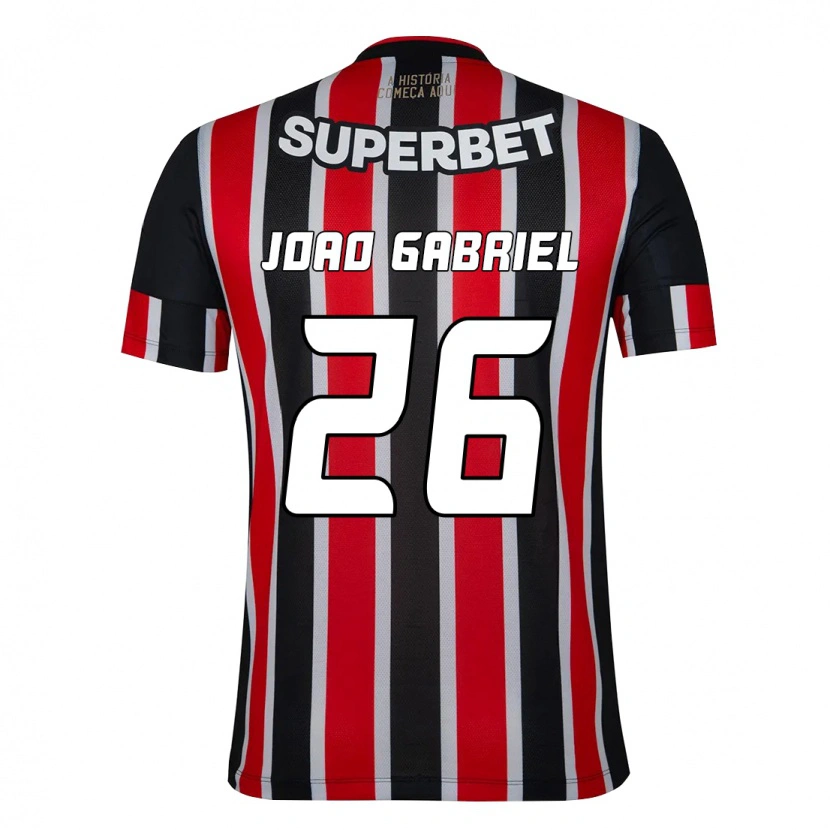 Danxen Kvinder João Gabriel #26 Rød Sort Hvid Udebane Spillertrøjer 2025/26 Trøje T-Shirt
