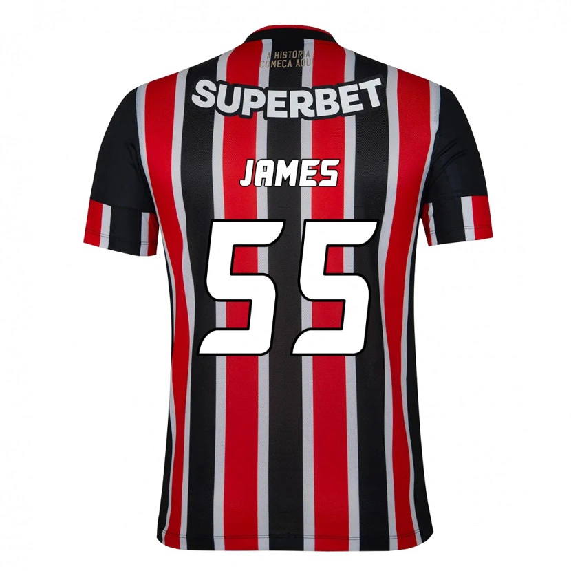 Danxen Kvinder James Rodriguez #55 Rød Sort Hvid Udebane Spillertrøjer 2025/26 Trøje T-Shirt