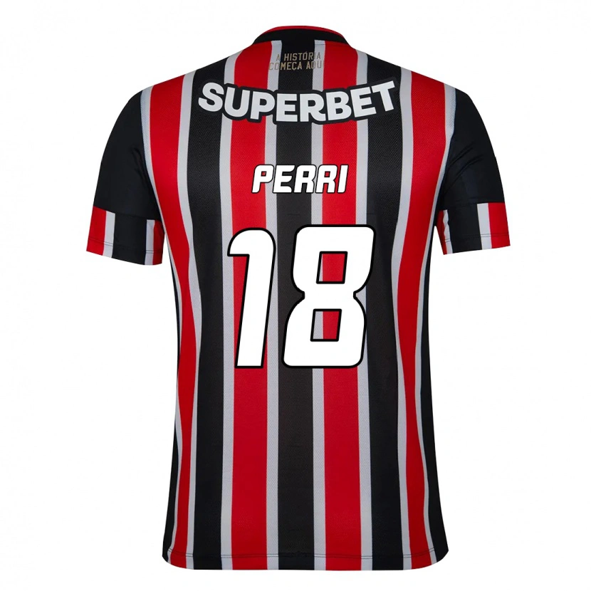 Danxen Kvinder Lucas Perri #18 Rød Sort Hvid Udebane Spillertrøjer 2025/26 Trøje T-Shirt