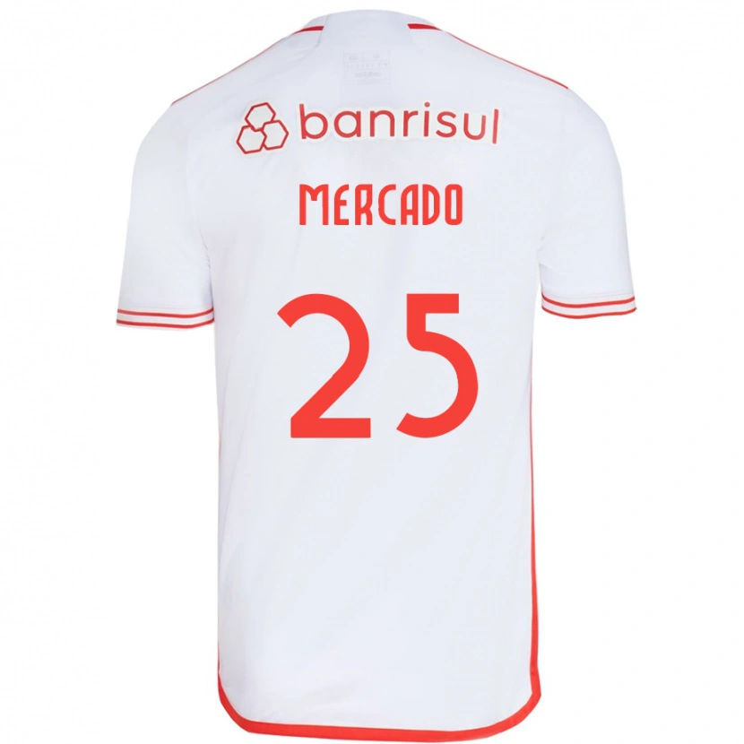Danxen Kvinder Gabriel Mercado #25 Rød Hvid Udebane Spillertrøjer 2025/26 Trøje T-Shirt