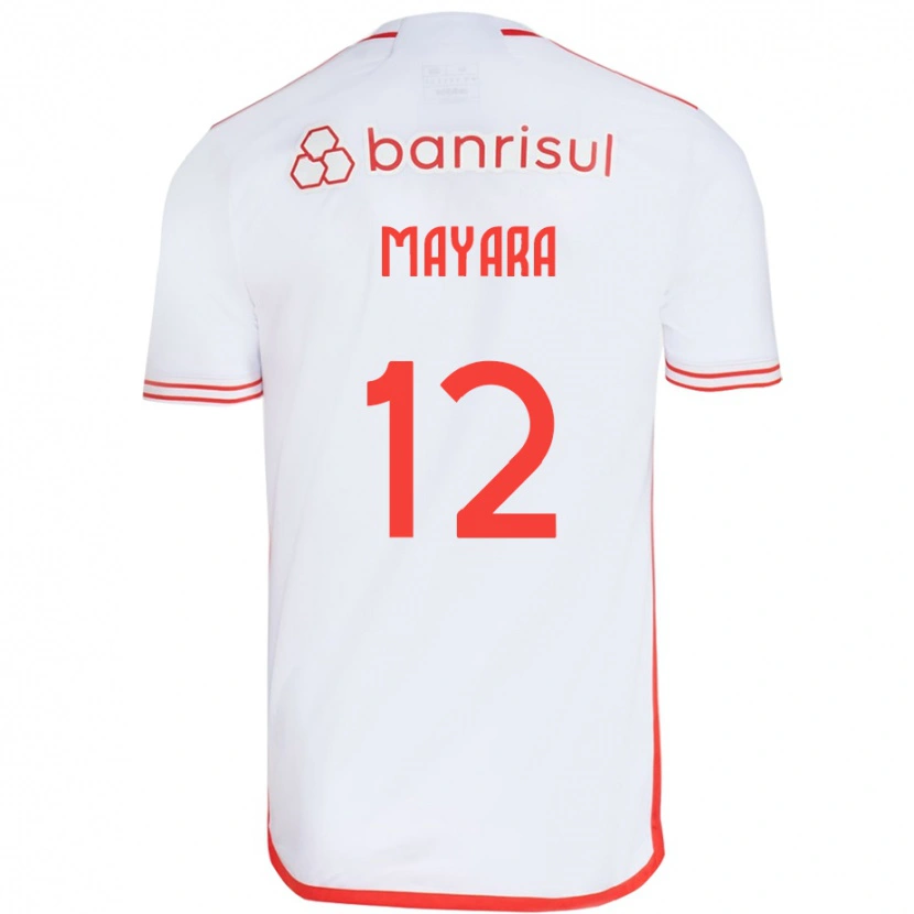Danxen Kvinder Mayara #12 Hvid Rød Udebane Spillertrøjer 2025/26 Trøje T-Shirt