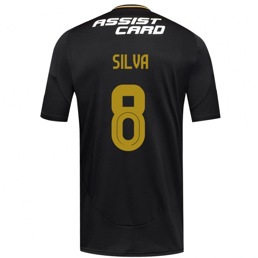 Danxen Kvinder Bastián Silva #8 Sort Hvid Gul Udebane Spillertrøjer 2025/26 Trøje T-Shirt