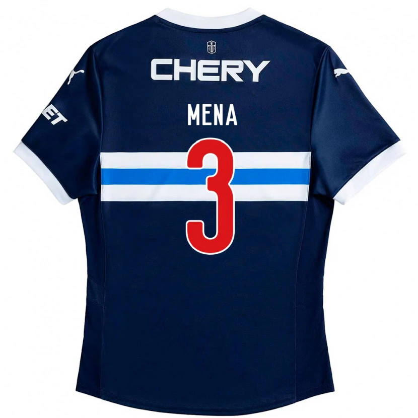 Danxen Kvinder Eugenio Mena #3 Sort Blå Udebane Spillertrøjer 2025/26 Trøje T-Shirt