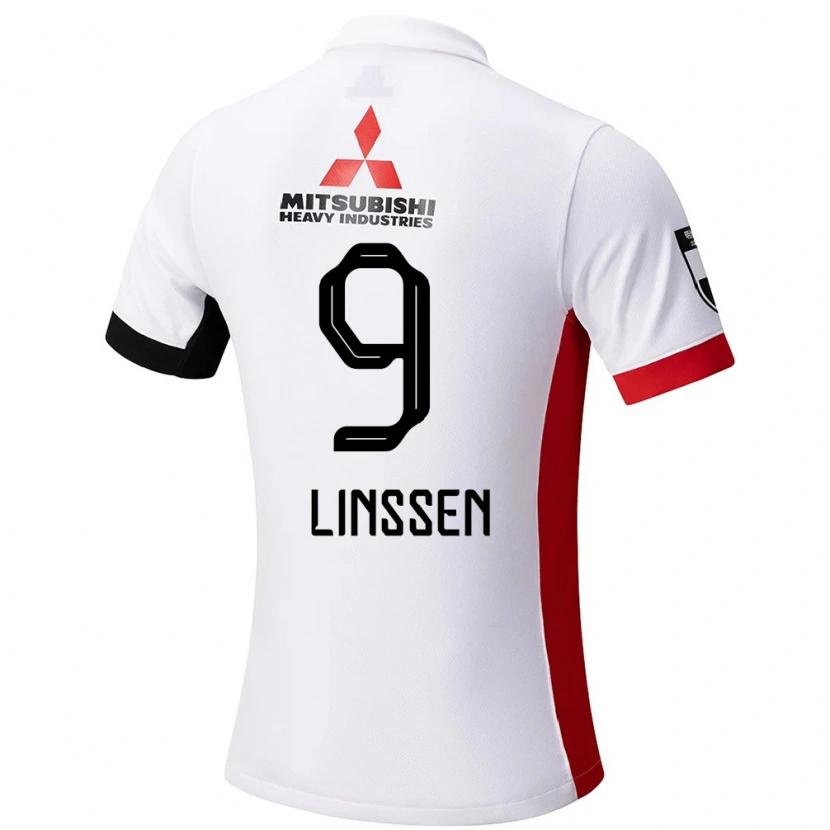 Danxen Kvinder Bryan Linssen #9 Rød Hvid Udebane Spillertrøjer 2025/26 Trøje T-Shirt