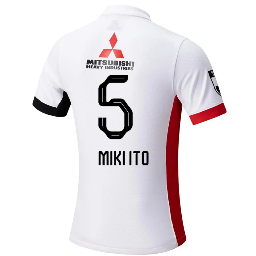 Danxen Kvinder Miki Ito #5 Rød Hvid Udebane Spillertrøjer 2025/26 Trøje T-Shirt