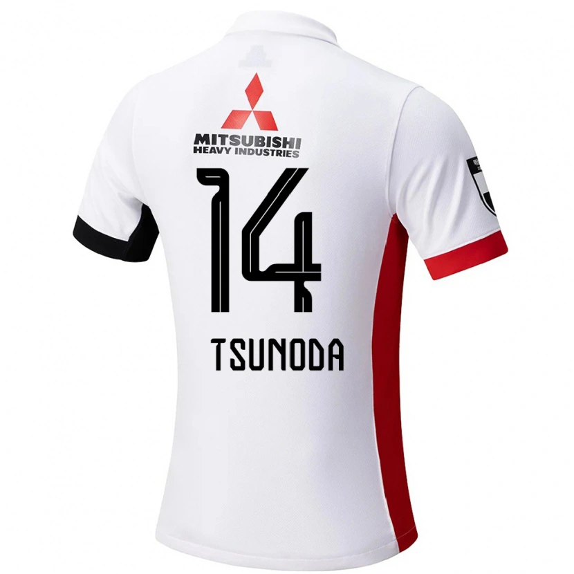 Danxen Kvinder Fuka Tsunoda #14 Rød Hvid Udebane Spillertrøjer 2025/26 Trøje T-Shirt