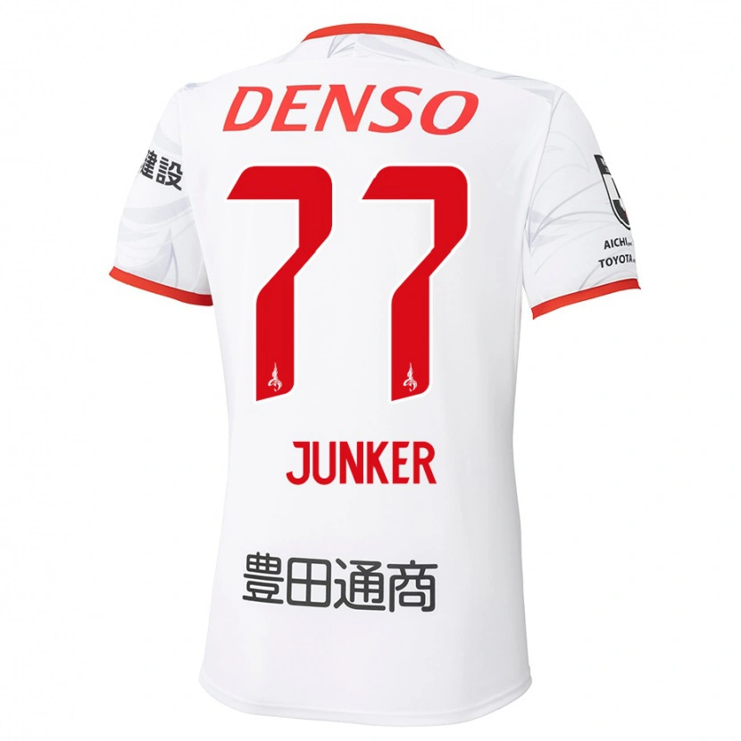 Danxen Kvinder Kasper Junker #77 Rød Gul Udebane Spillertrøjer 2025/26 Trøje T-Shirt