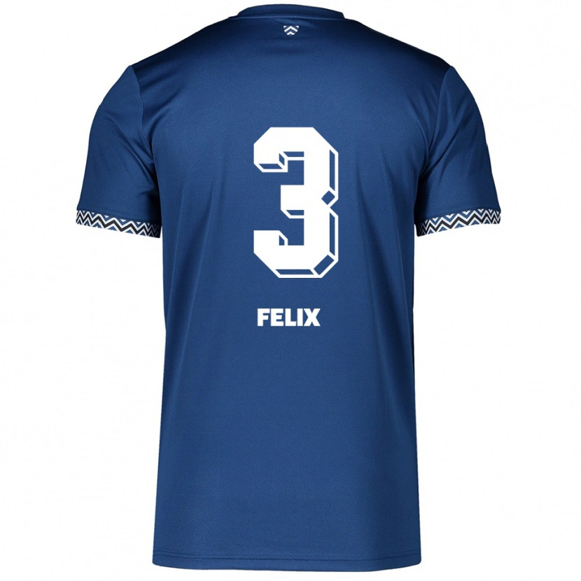 Danxen Kvinder Joel Felix #3 Navy Hvid Hjemmebane Spillertrøjer 2025/26 Trøje T-Shirt