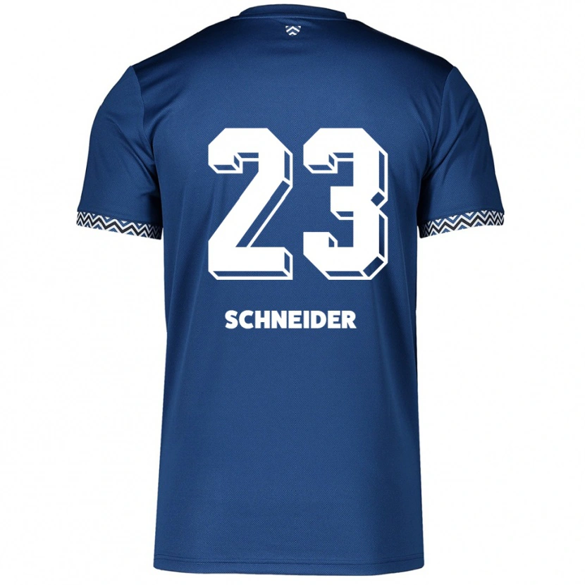 Danxen Kvinder Leon Schneider #23 Navy Hvid Hjemmebane Spillertrøjer 2025/26 Trøje T-Shirt