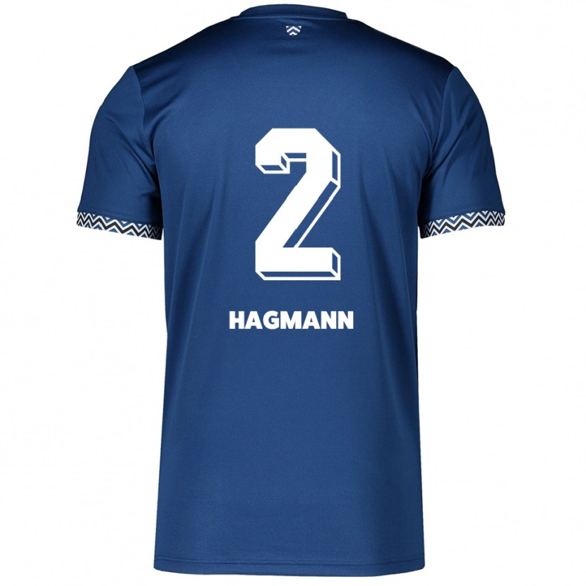 Danxen Kvinder Felix Hagmann #2 Navy Hvid Hjemmebane Spillertrøjer 2025/26 Trøje T-Shirt