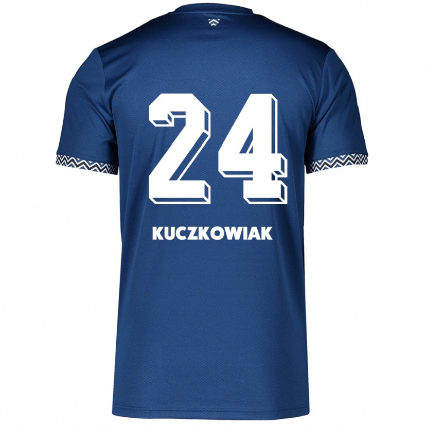 Danxen Kvinder Mateusz Kuczkowiak #24 Navy Hvid Hjemmebane Spillertrøjer 2025/26 Trøje T-Shirt