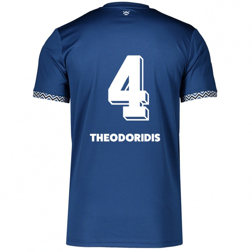 Danxen Kvinder Christos Theodoridis #4 Navy Hvid Hjemmebane Spillertrøjer 2025/26 Trøje T-Shirt