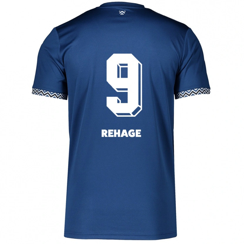 Danxen Kvinder Ben Rehage #9 Navy Hvid Hjemmebane Spillertrøjer 2025/26 Trøje T-Shirt