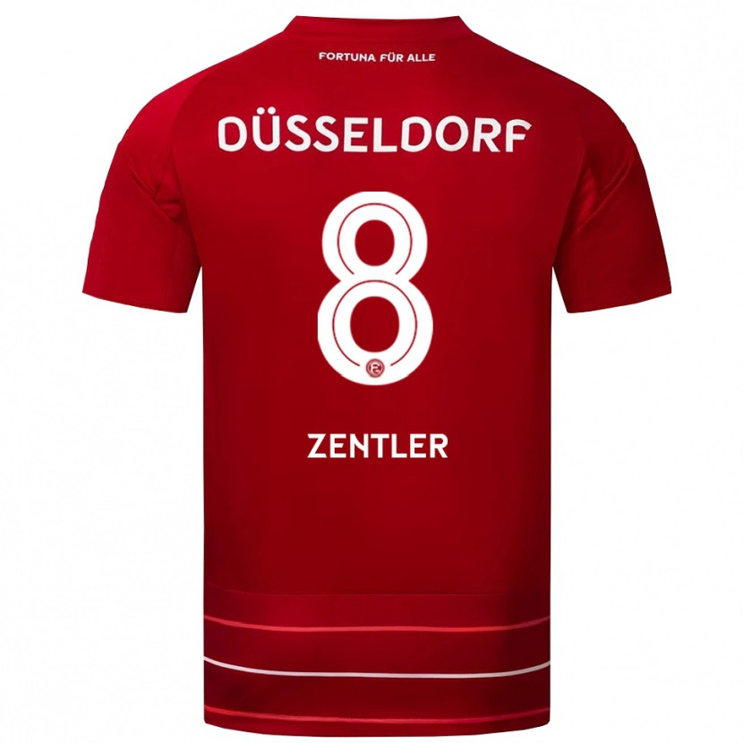 Danxen Kvinder Marius Zentler #8 Rød Hvid Hjemmebane Spillertrøjer 2025/26 Trøje T-Shirt