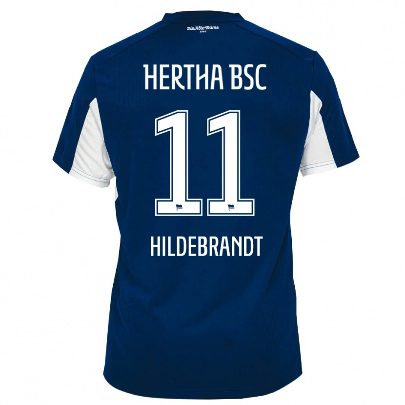Danxen Kvinder Niklas Hildebrandt #11 Hvid Blå Hjemmebane Spillertrøjer 2025/26 Trøje T-Shirt