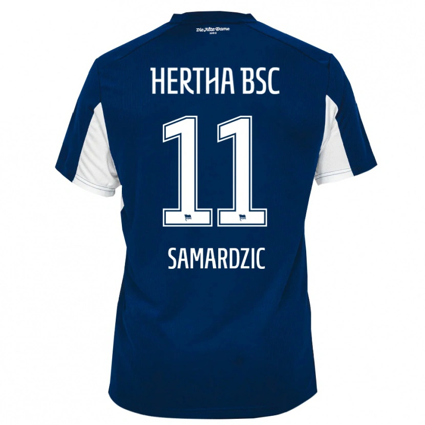 Danxen Kvinder Tadija Samardzic #11 Hvid Blå Hjemmebane Spillertrøjer 2025/26 Trøje T-Shirt