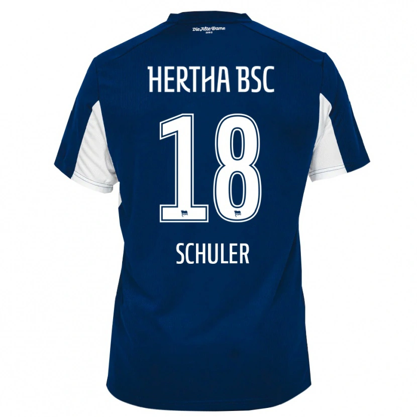 Danxen Kvinder Luca Schuler #18 Hvid Blå Hjemmebane Spillertrøjer 2025/26 Trøje T-Shirt