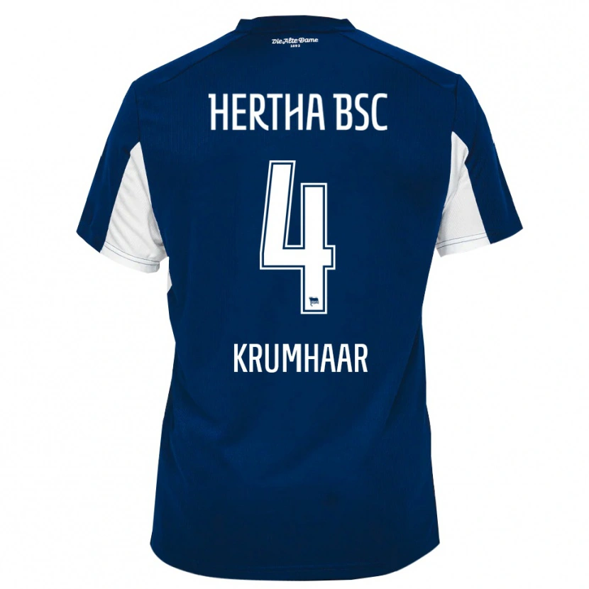 Danxen Kvinder Marvin Krumhaar #4 Hvid Blå Hjemmebane Spillertrøjer 2025/26 Trøje T-Shirt