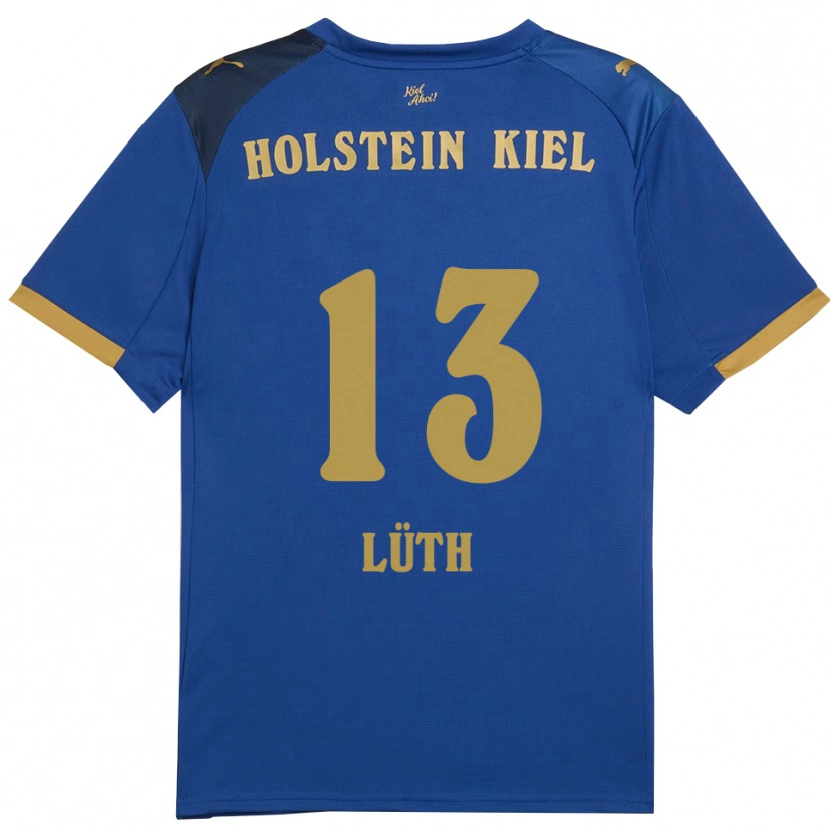 Danxen Kvinder Felix Lüth #13 Blå Guld Hjemmebane Spillertrøjer 2025/26 Trøje T-Shirt