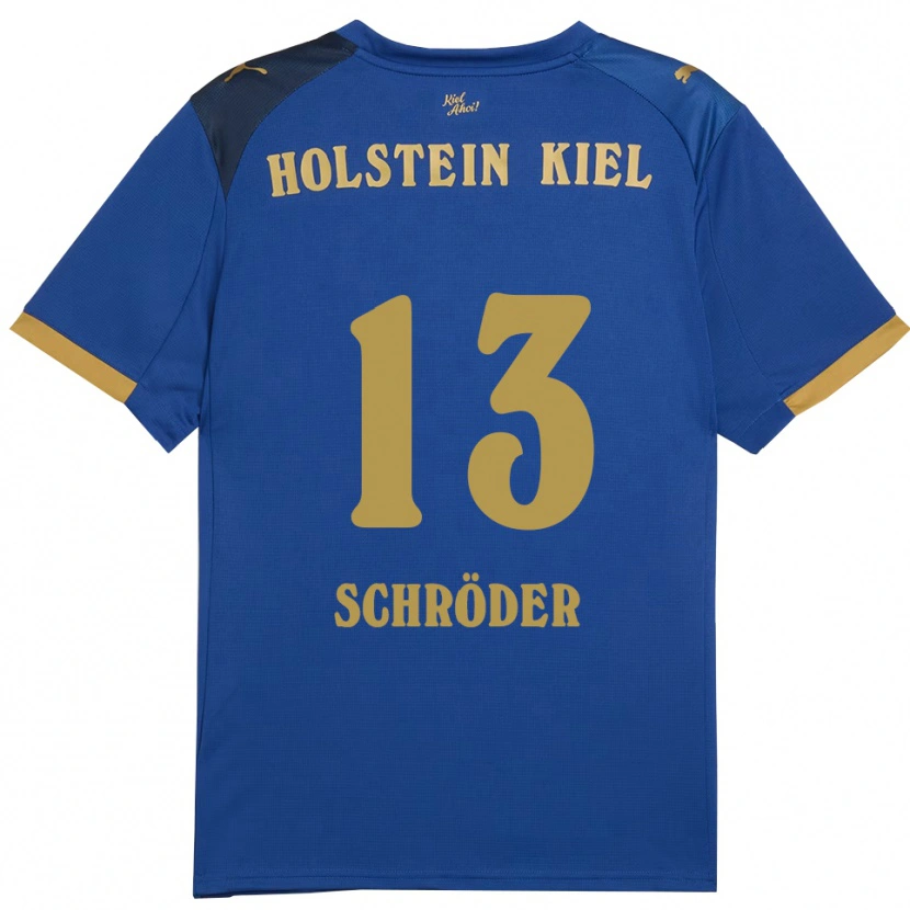 Danxen Kvinder Lea Schröder #13 Blå Guld Hjemmebane Spillertrøjer 2025/26 Trøje T-Shirt