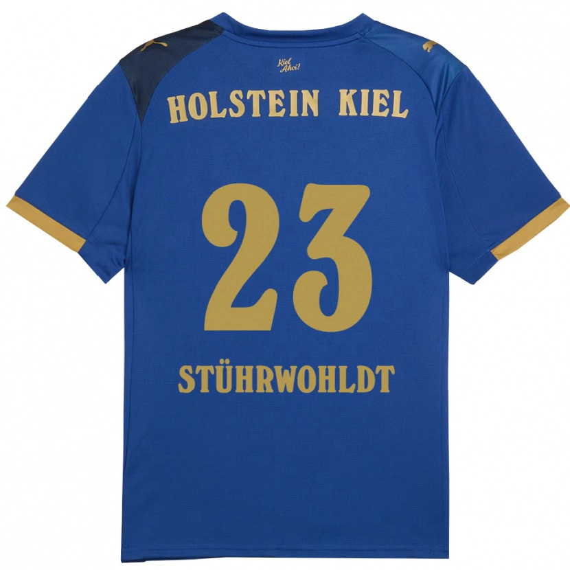 Danxen Kvinder Timon Stührwohldt #23 Blå Guld Hjemmebane Spillertrøjer 2025/26 Trøje T-Shirt