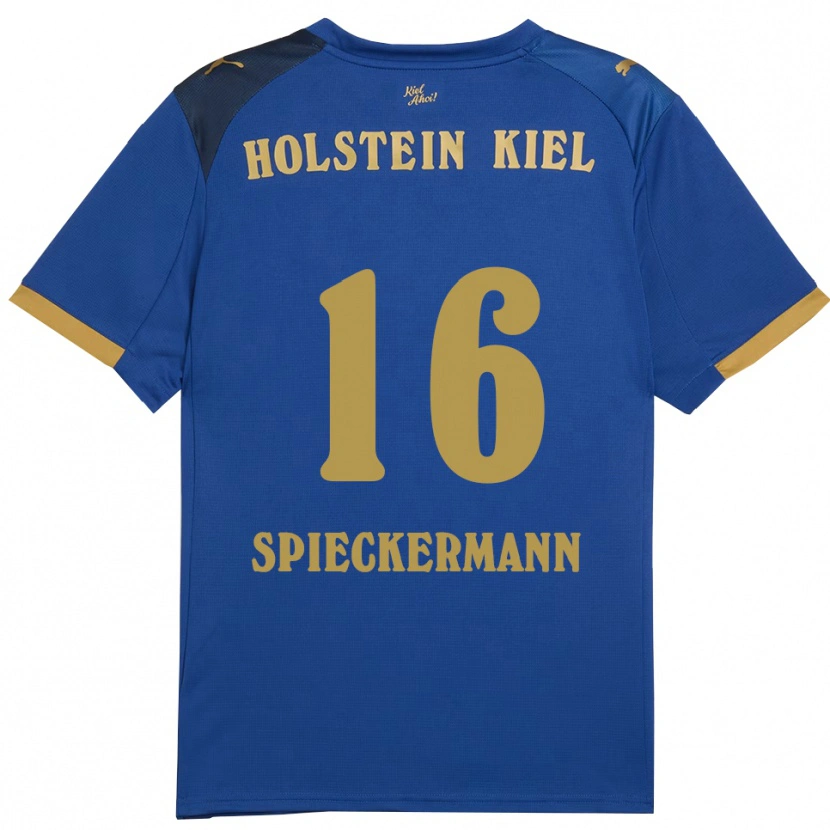 Danxen Kvinder Tim Spieckermann #16 Blå Guld Hjemmebane Spillertrøjer 2025/26 Trøje T-Shirt