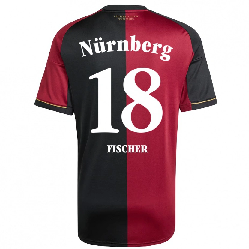 Danxen Kvinder Jonas Fischer #18 Burgundy Sort Hjemmebane Spillertrøjer 2025/26 Trøje T-Shirt