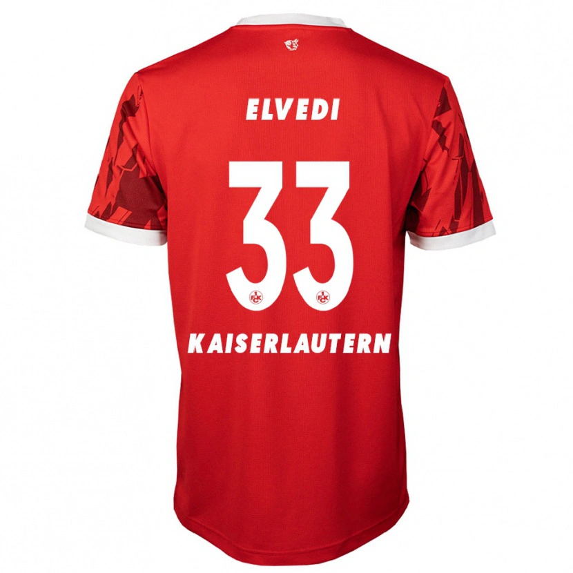 Danxen Kvinder Jan Elvedi #33 Rød Hvid Hjemmebane Spillertrøjer 2025/26 Trøje T-Shirt