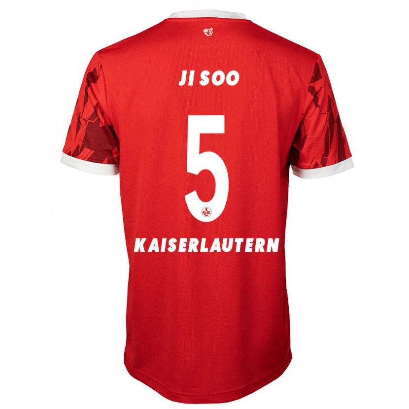 Danxen Kvinder Ji-Soo Kim #5 Rød Hvid Hjemmebane Spillertrøjer 2025/26 Trøje T-Shirt