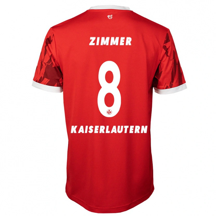 Danxen Kvinder Jean Zimmer #8 Rød Hvid Hjemmebane Spillertrøjer 2025/26 Trøje T-Shirt