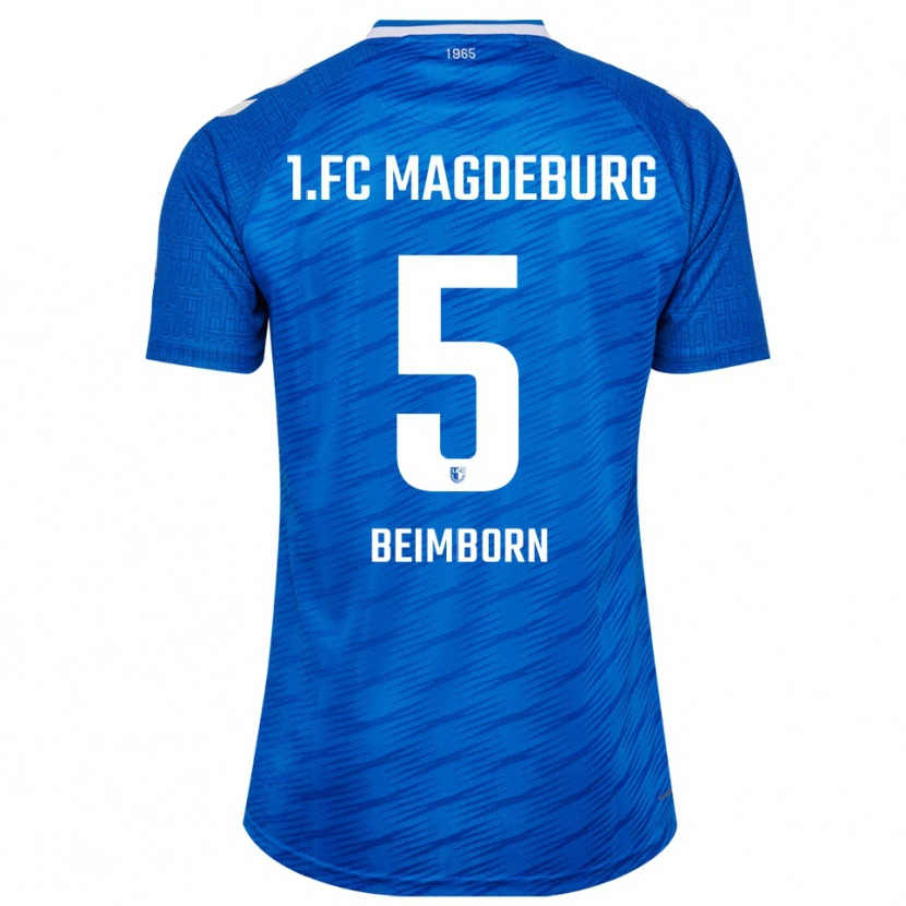 Danxen Kvinder Leander Beimborn #5 Blå Hvid Hjemmebane Spillertrøjer 2025/26 Trøje T-Shirt