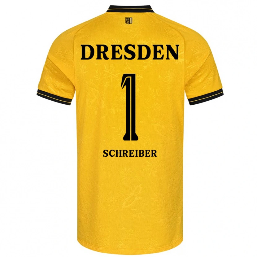 Danxen Kvinder Tim Schreiber #1 Gul Sort Hjemmebane Spillertrøjer 2025/26 Trøje T-Shirt