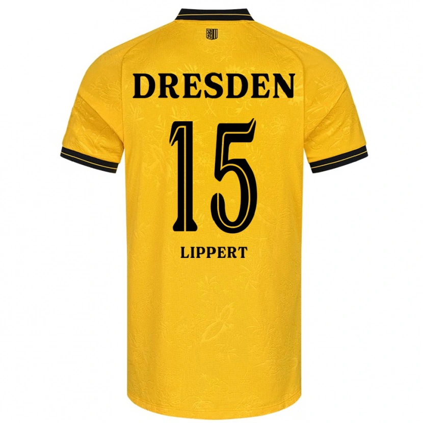 Danxen Kvinder Marlon Lippert #15 Gul Sort Hjemmebane Spillertrøjer 2025/26 Trøje T-Shirt