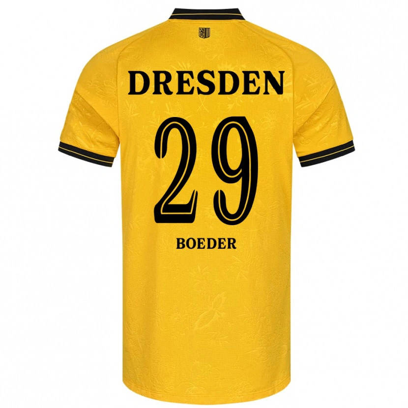 Danxen Kvinder Lukas Boeder #29 Gul Sort Hjemmebane Spillertrøjer 2025/26 Trøje T-Shirt