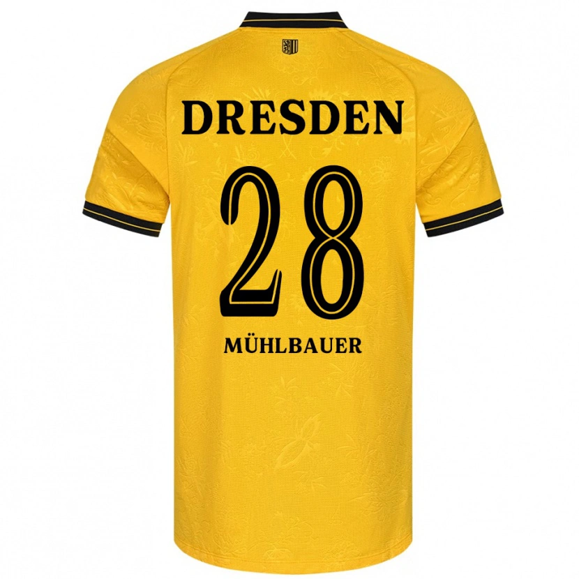 Danxen Kvinder Aron Mühlbauer #28 Gul Sort Hjemmebane Spillertrøjer 2025/26 Trøje T-Shirt
