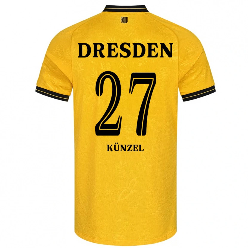Danxen Kvinder Nico Künzel #27 Gul Sort Hjemmebane Spillertrøjer 2025/26 Trøje T-Shirt