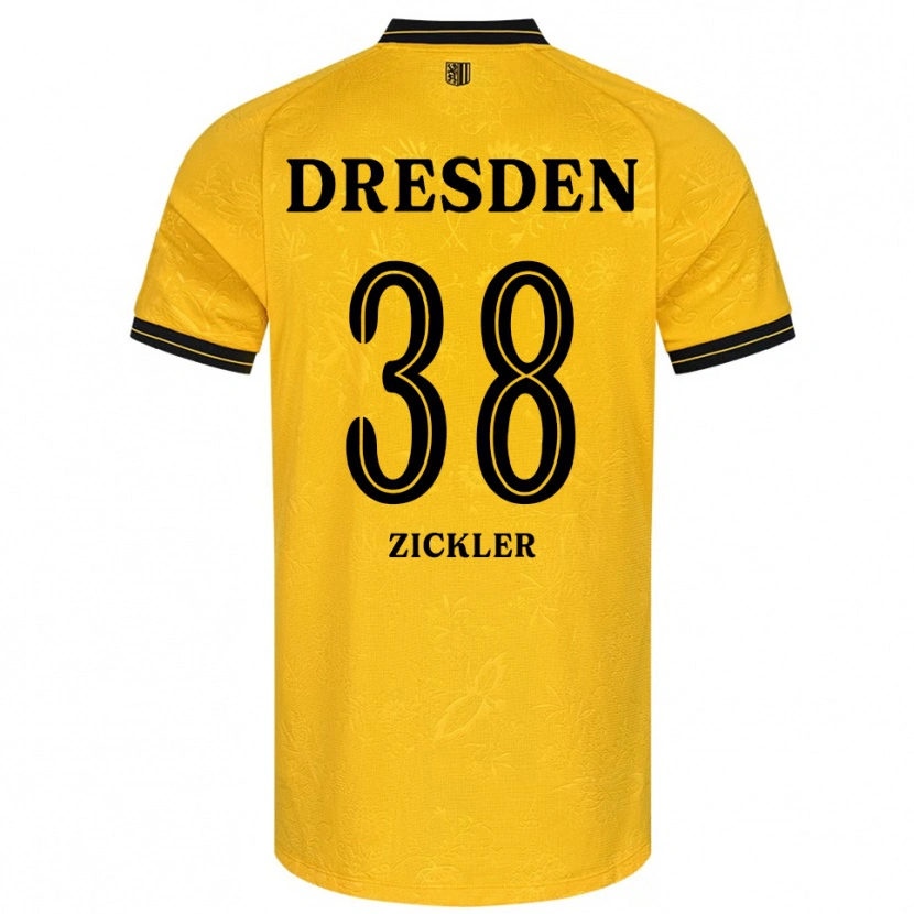 Danxen Kvinder Jakob Zickler #38 Gul Sort Hjemmebane Spillertrøjer 2025/26 Trøje T-Shirt