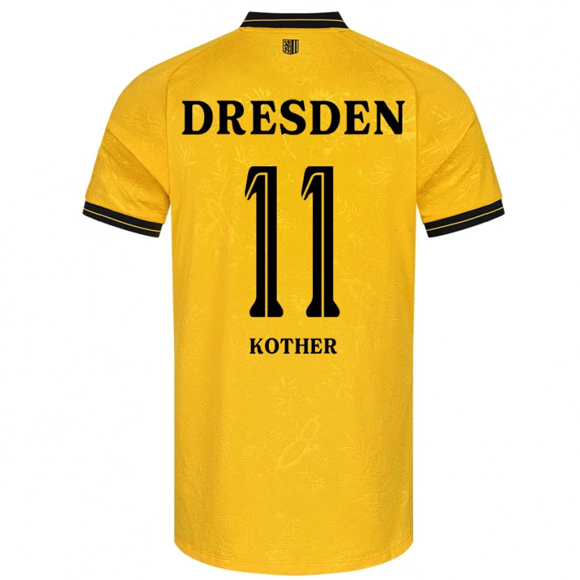 Danxen Kvinder Dominik Kother #11 Gul Sort Hjemmebane Spillertrøjer 2025/26 Trøje T-Shirt