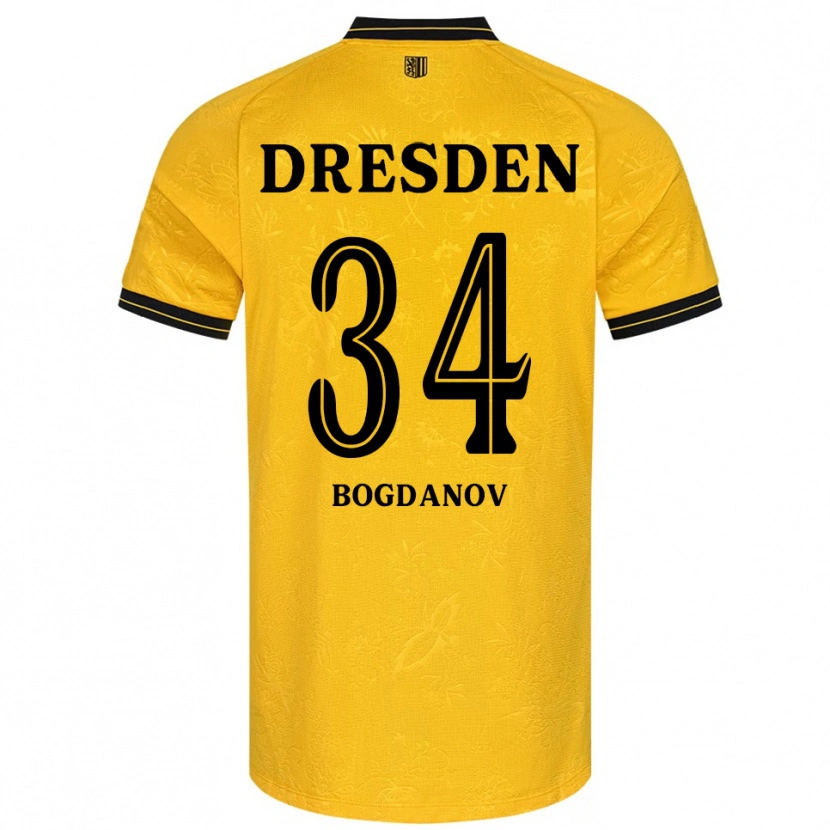 Danxen Kvinder Dmytro Bogdanov #34 Gul Sort Hjemmebane Spillertrøjer 2025/26 Trøje T-Shirt