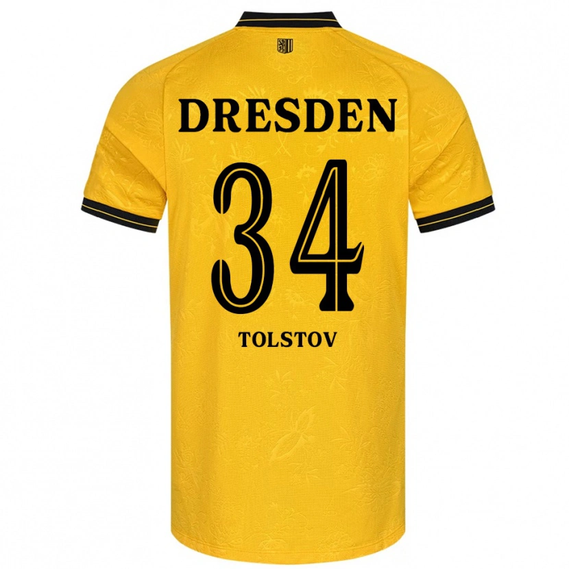 Danxen Kvinder Maik Tolstov #34 Gul Sort Hjemmebane Spillertrøjer 2025/26 Trøje T-Shirt