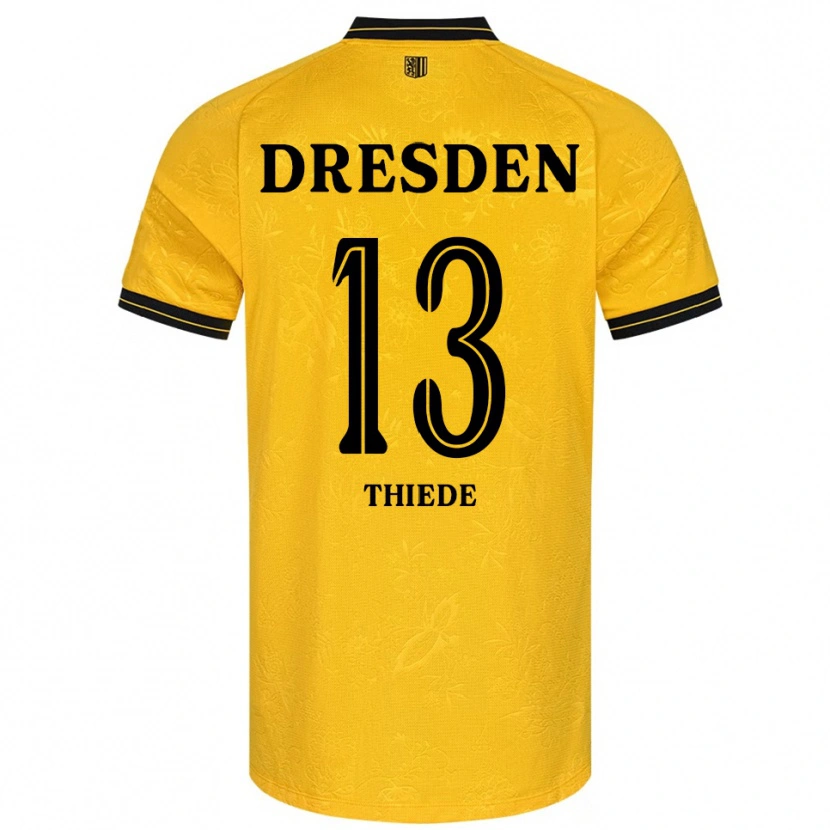 Danxen Kvinder Tristan Thiede #13 Gul Sort Hjemmebane Spillertrøjer 2025/26 Trøje T-Shirt