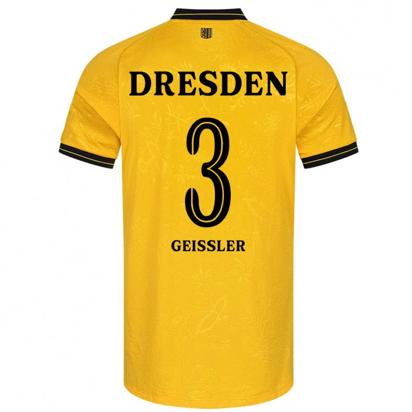 Danxen Kvinder Jonathan Geißler #3 Gul Sort Hjemmebane Spillertrøjer 2025/26 Trøje T-Shirt