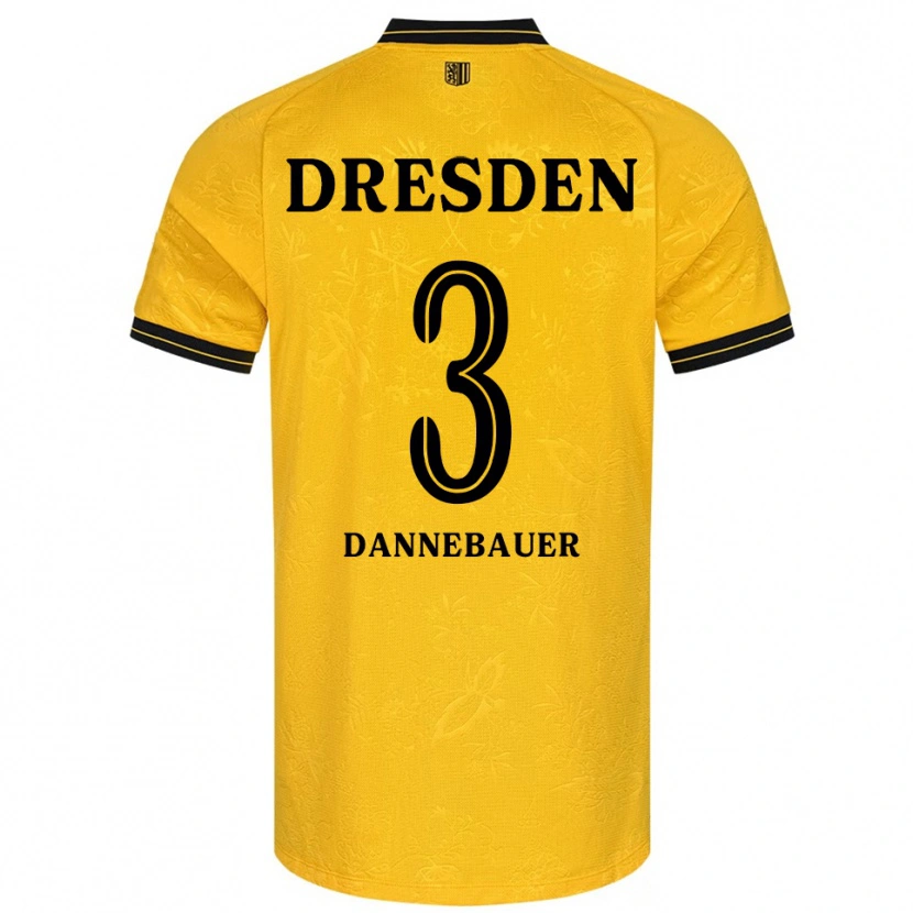 Danxen Kvinder Elias Dannebauer #3 Gul Sort Hjemmebane Spillertrøjer 2025/26 Trøje T-Shirt