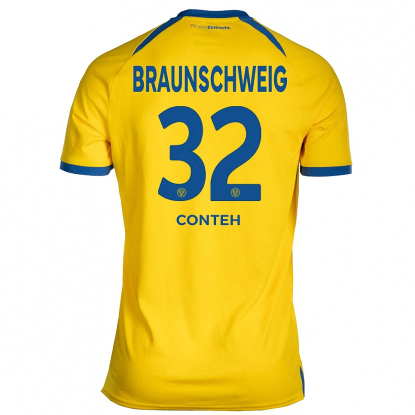 Danxen Kvinder Christian Conteh #32 Gul Blå Hjemmebane Spillertrøjer 2025/26 Trøje T-Shirt