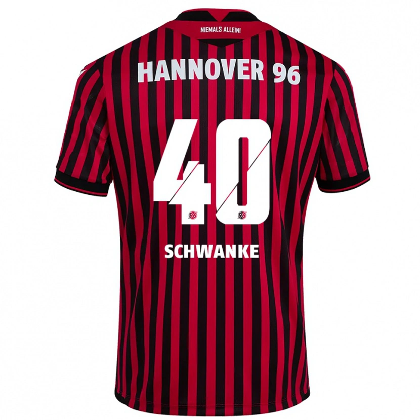 Danxen Kvinder Jonas Schwanke #40 Rød Sort Hjemmebane Spillertrøjer 2025/26 Trøje T-Shirt