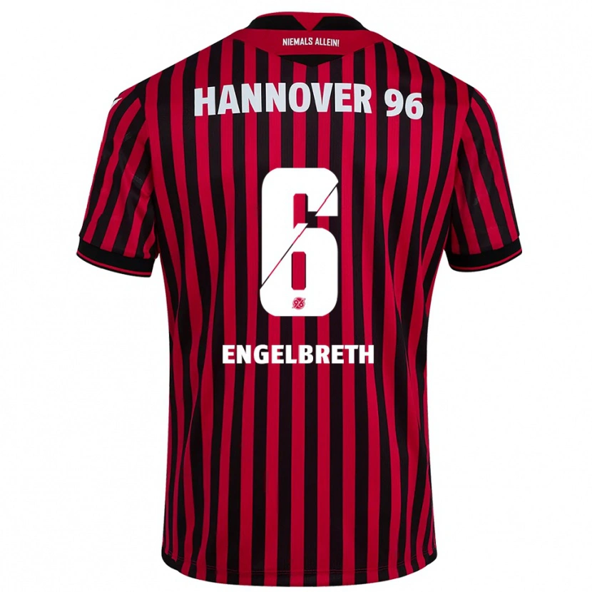 Danxen Kvinder Noah Engelbreth #6 Rød Sort Hjemmebane Spillertrøjer 2025/26 Trøje T-Shirt