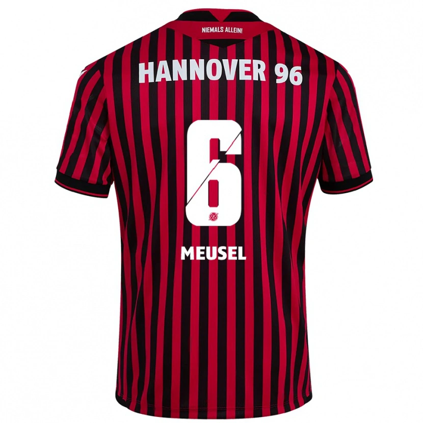 Danxen Kvinder Julius Meusel #6 Rød Sort Hjemmebane Spillertrøjer 2025/26 Trøje T-Shirt