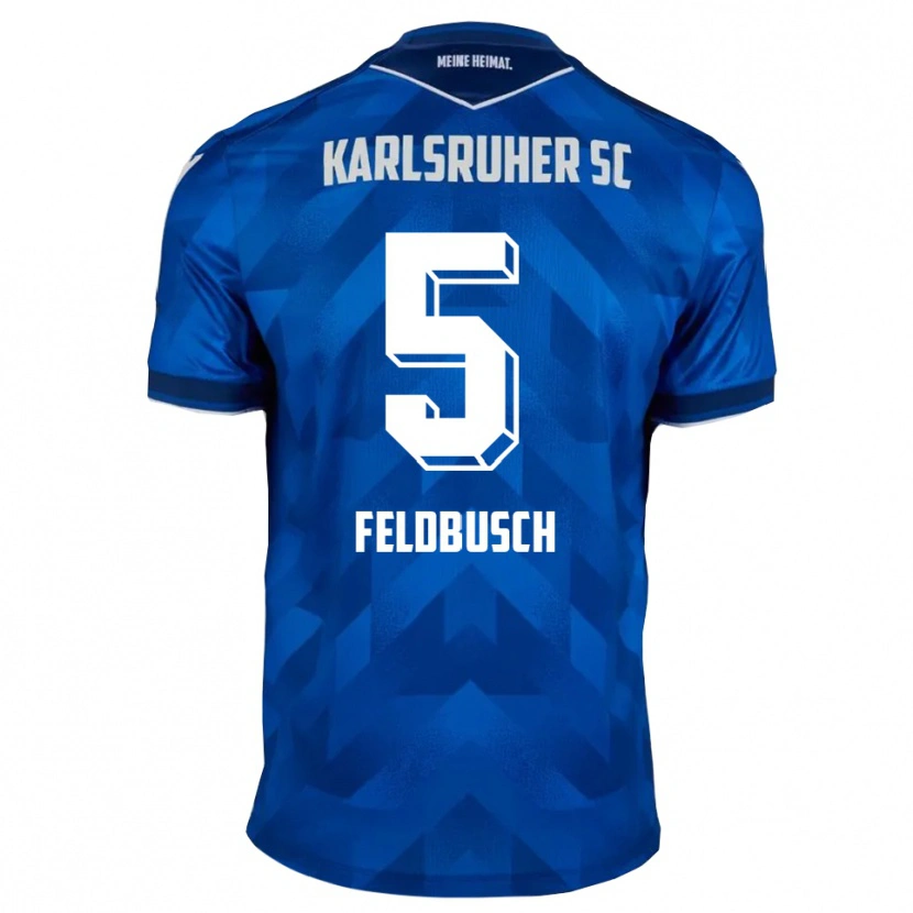 Danxen Kvinder Jonas Feldbusch #5 Blå Hvid Hjemmebane Spillertrøjer 2025/26 Trøje T-Shirt