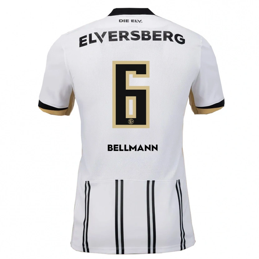 Danxen Kvinder Niklas Bellmann #6 Hvid Sort Hjemmebane Spillertrøjer 2025/26 Trøje T-Shirt