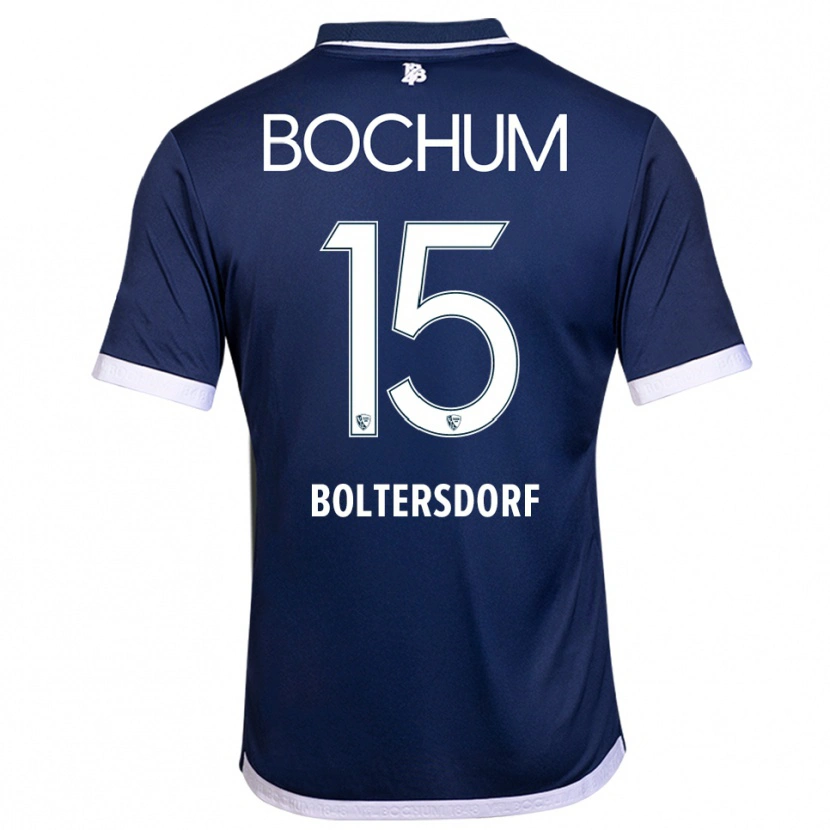 Danxen Kvinder Sebastian Boltersdorf #15 Navy Hvid Hjemmebane Spillertrøjer 2025/26 Trøje T-Shirt